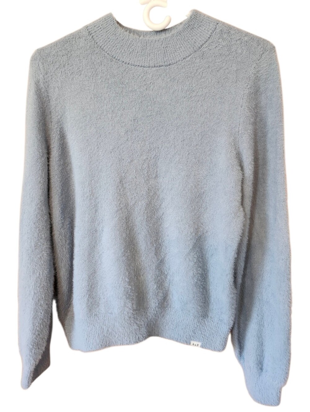 Abercrombie Kids Fuzzy Mock Neck Sweater Light Blue Sz 15/16 Fits Women XS S